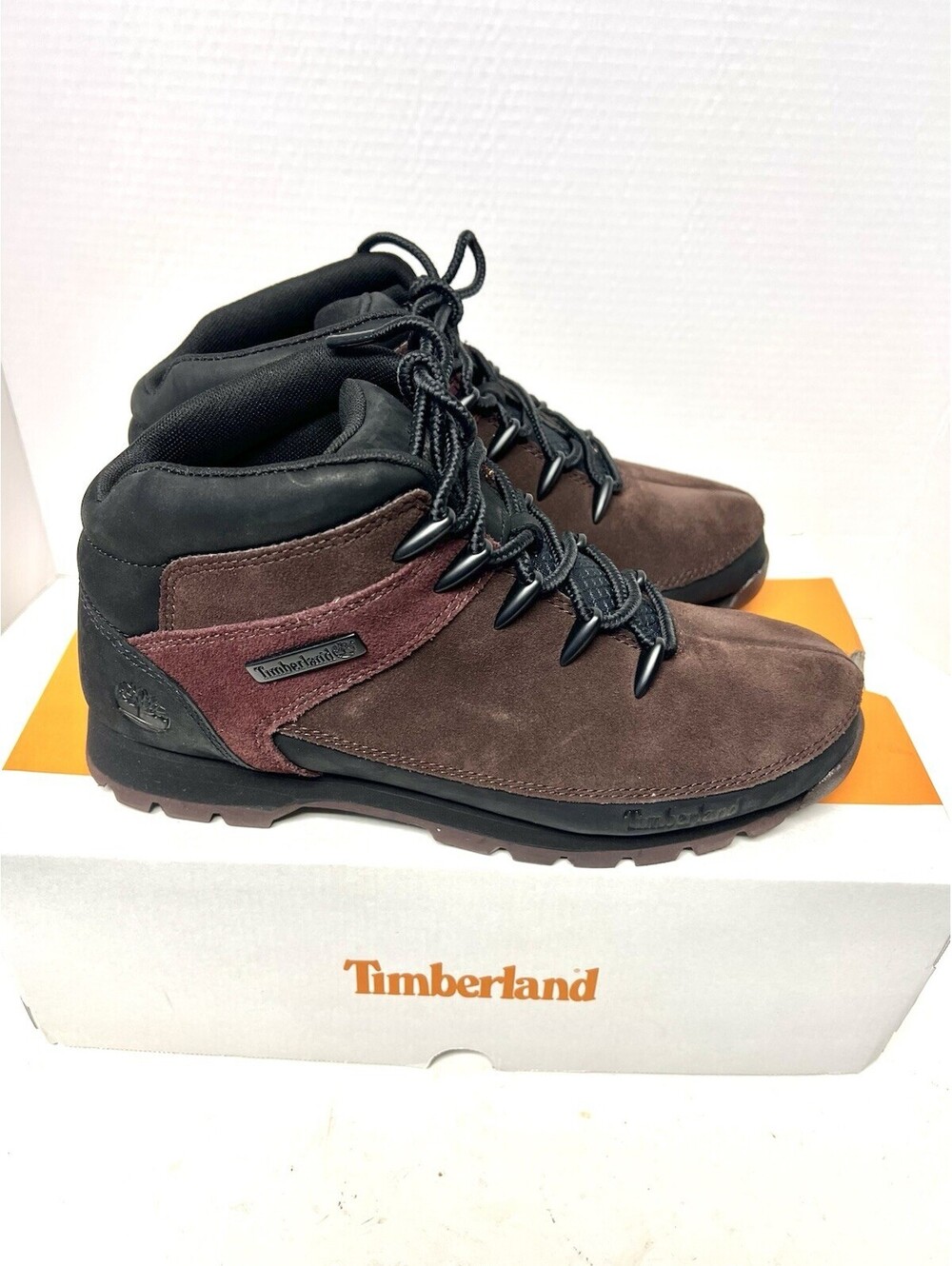 NEW Timberland Euro Sprint Boots Mid Lace Dark Brown Suede Mens 8.5 Womens NIB